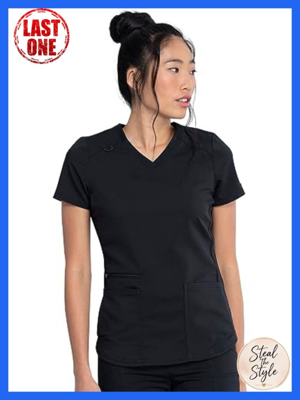 Women's V-Neck Scrub Top 5 Pockets Contemporary Fit